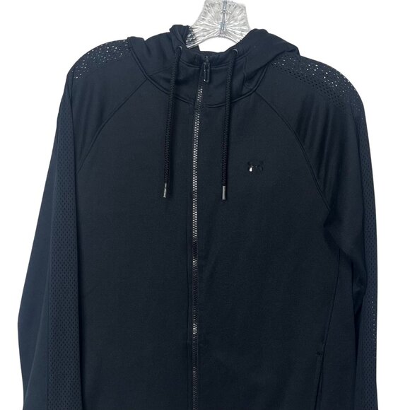 Under Armour Full-Zip Hoodie Jacket Men Large Black Activewear - Picture 3 of 11